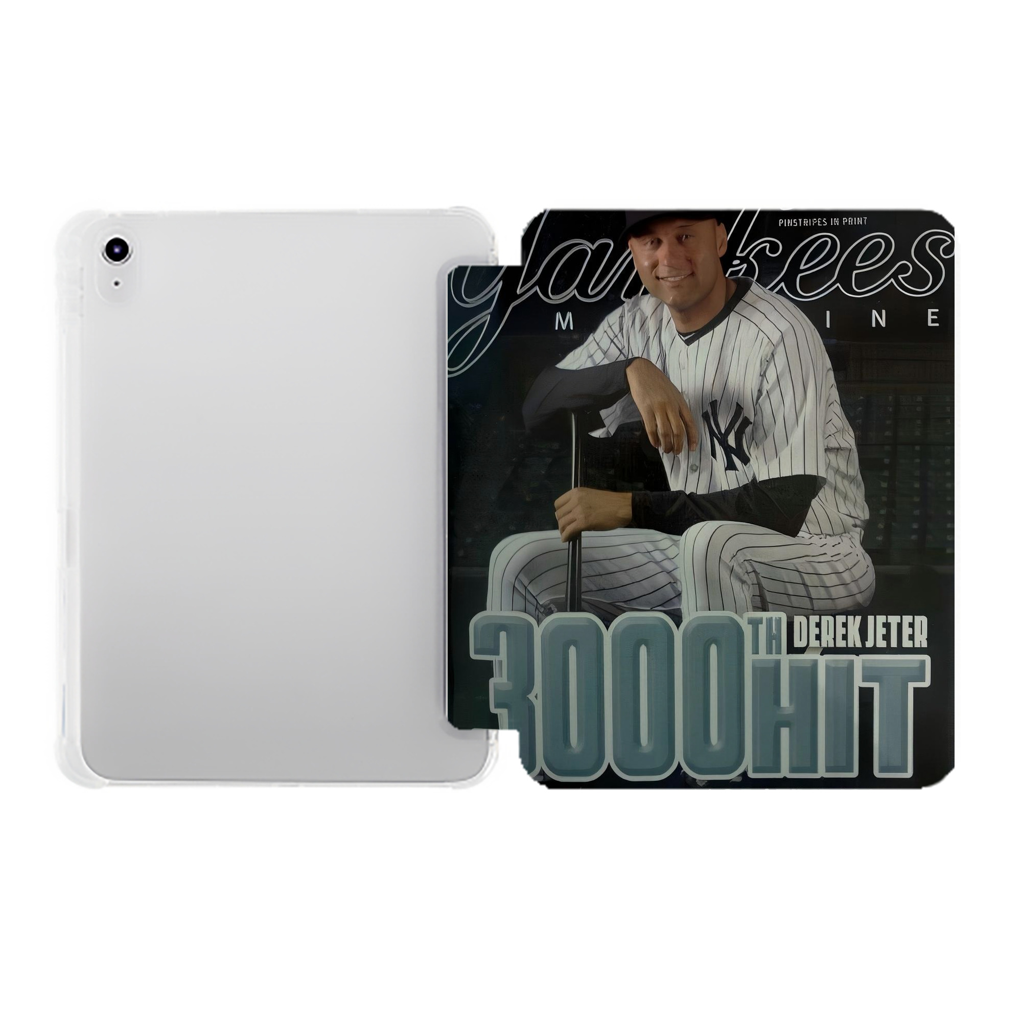 Derek Jeter 43 Premium Tri-Fold PU Leather & Silicone IPad Case With Pencil Slot – Fits 9.5,10.5,10.9 – Adjustable Stand, Slim, Protective